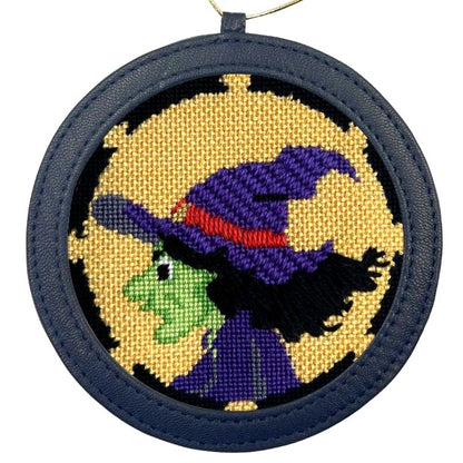 Witch Halloween needlepoint ornament