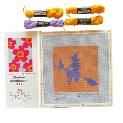 Witch Way Halloween needlepoint kit for beginners.