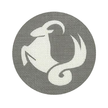 Circular logo with a stylized ram&