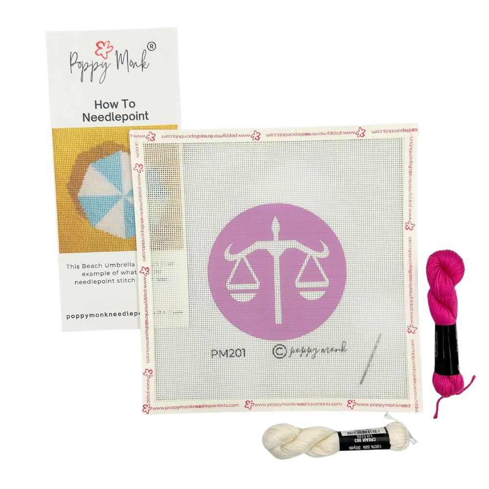 Libra scales round needlepoint kit