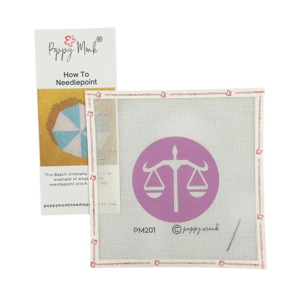 Libra scales round needlepoint canvas