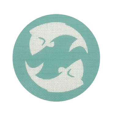 Pisces round needlepoint zodiac design