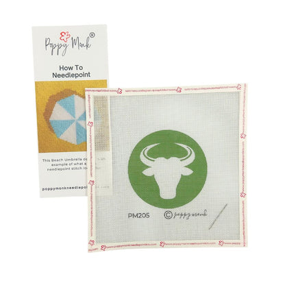 Taurus Zodiac round needlepoint design