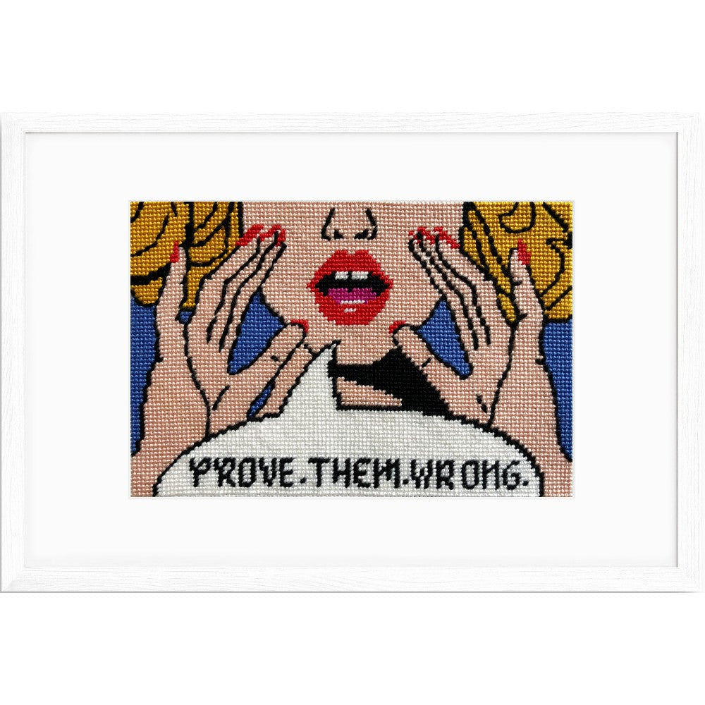 Prove them wrong funny needlepoint kit with saying.