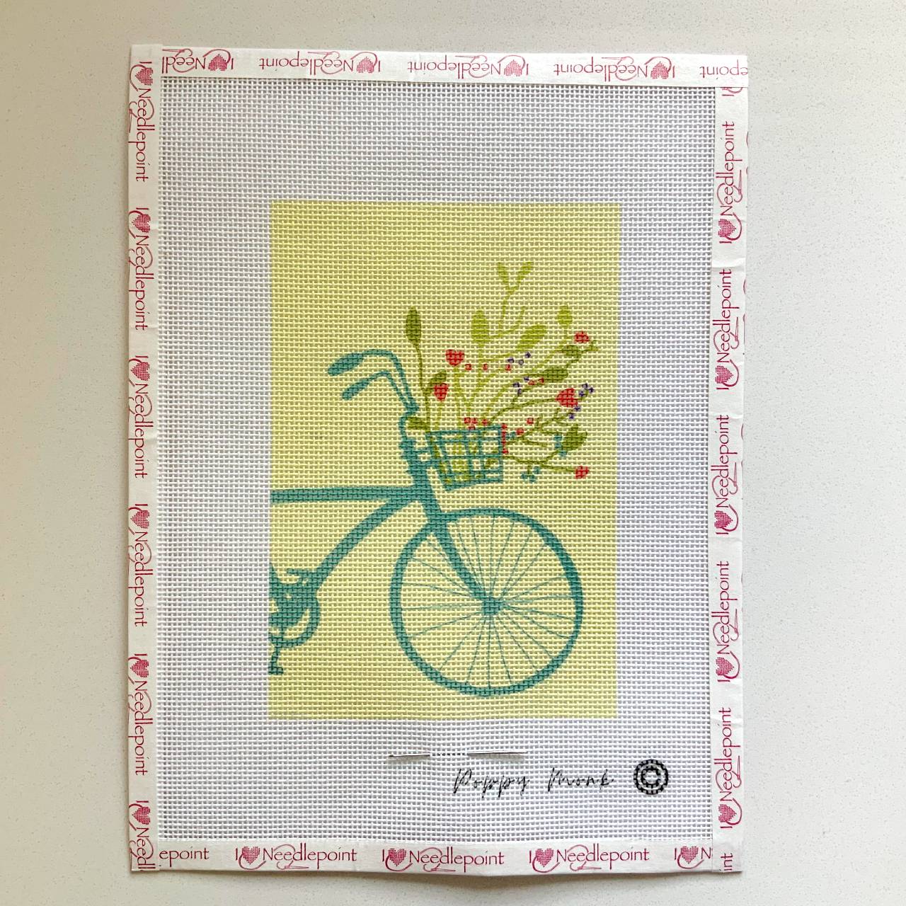 Bike and Wildflowers small needlepoint design for adults 