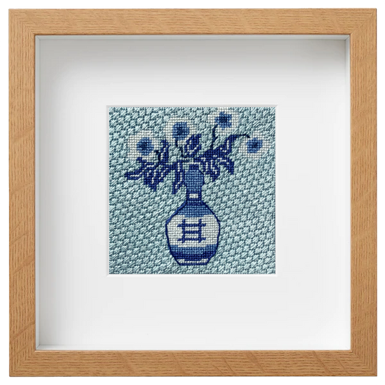Blue & White Chinoiserie Magnolia Vase Needlepoint Kit