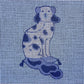blue and white staffordshire dog needlepoint design