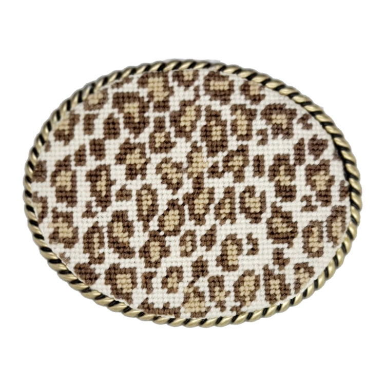 Leopard print needlepoint belt buckle kit