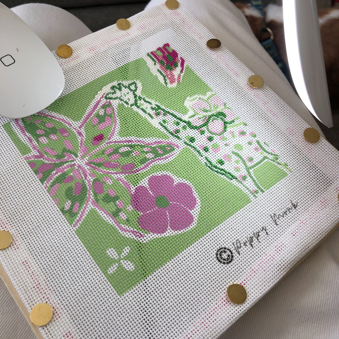 Smart ClipOn Needlepoint Daylight Lamp Poppy Monk Needlepoint