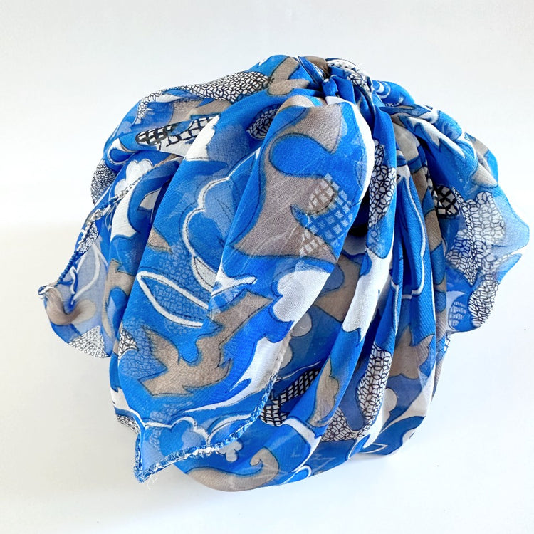 Fabric gift wrap made from upcycled Indian saris.