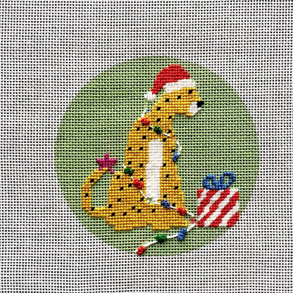 Festive Cheetah Needlepoint Ornament Kit