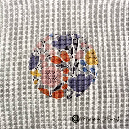 spring floral needlepoint canvas design on 14 count.