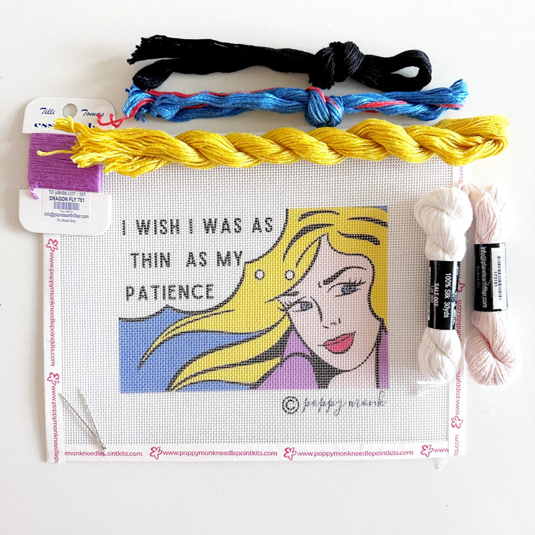 I Wish I Was As Thin As My Patience funny needlepoint kit.