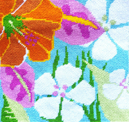 tropical flowers needlepoint canvas design
