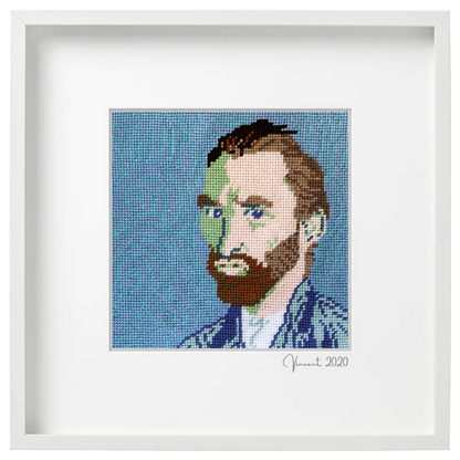 Van Gogh art needlepoint design shown in a frame