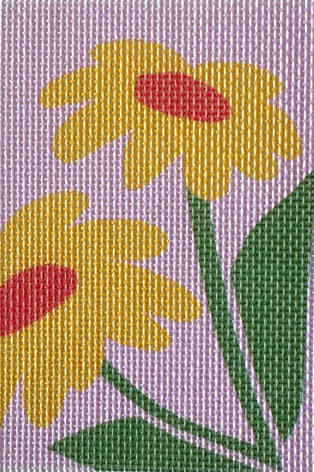 Yellow Flowers small needlepoint kit for beginners